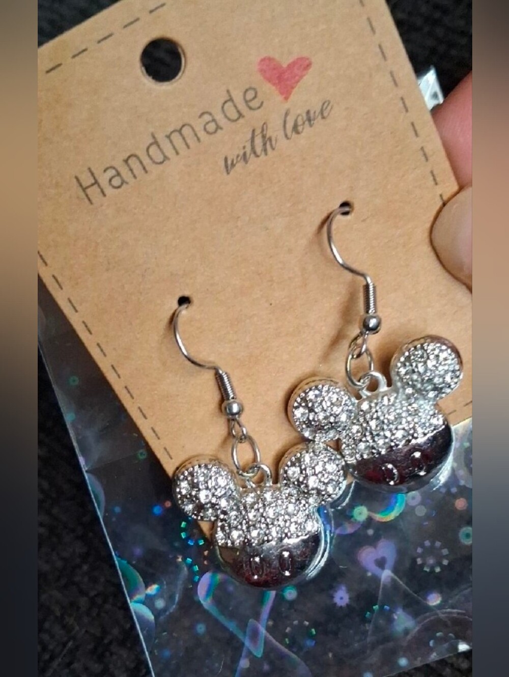$8 Each Or Bundle 5/$20 Handmade Silver Sparkle Mickey Mouse Inspired Earrings